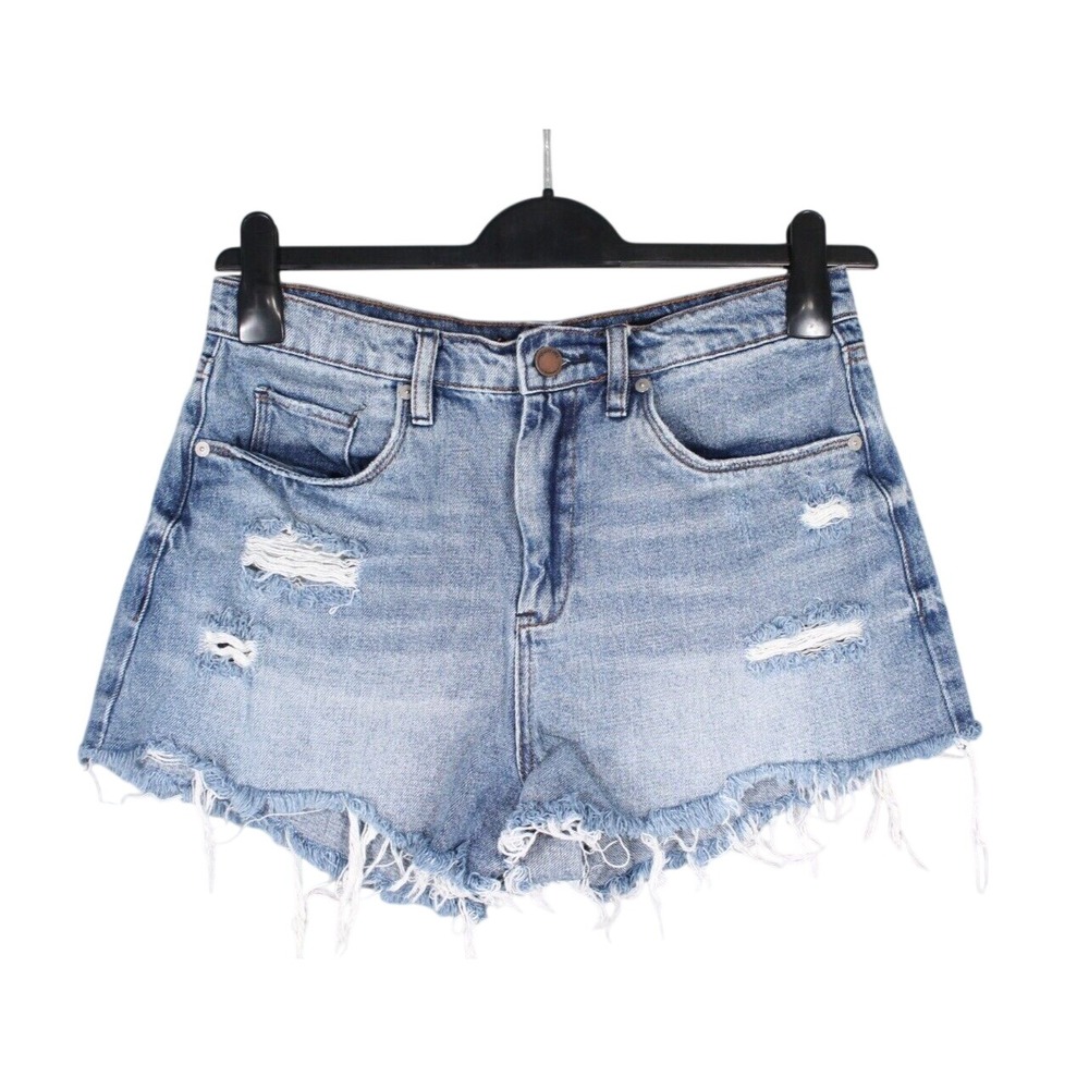 BLANK NYC Blue Denim THE BARROW Vintage High-Rise DESTROYED Jean Shorts Sz 30